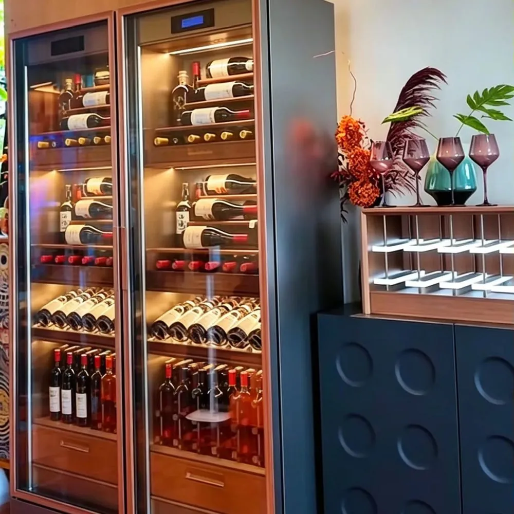 Finished stainless steel wine cabinet